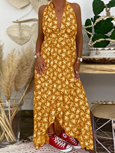 Holiday Fashion Halter Print Dress