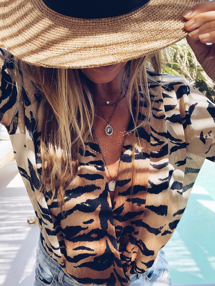 Holiday Fashion Leopard Print V-neck Top