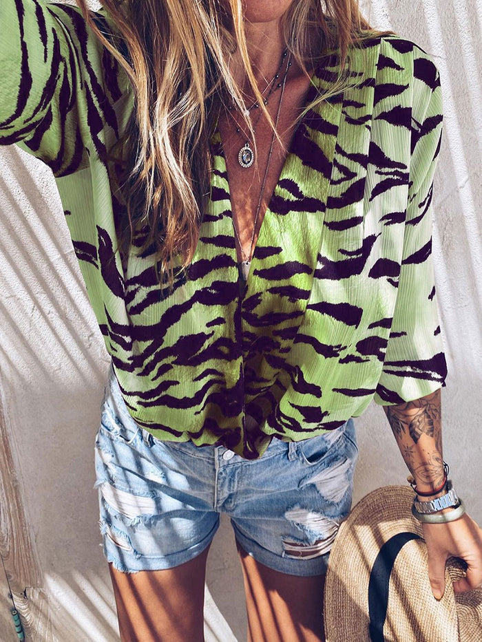Holiday Fashion Leopard Print V-neck Top