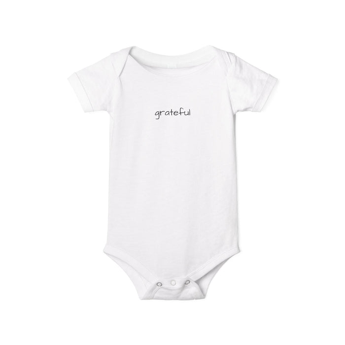 Infant Onesie "grateful" Minimalist Baby Bodysuit — Newborn Shower Gift