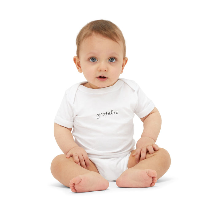 Infant Onesie "grateful" Minimalist Baby Bodysuit — Newborn Shower Gift