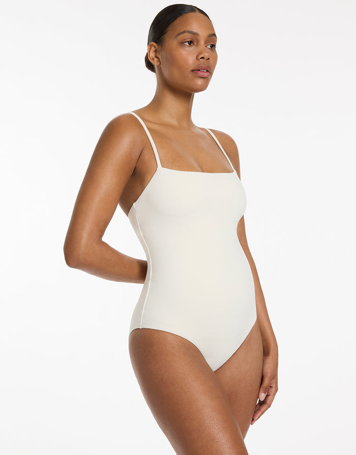Jets Isla Rib Minimal Tank Swimsuit - Cream - Simply Beach UK