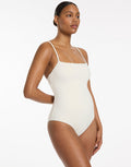 Jets Isla Rib Minimal Tank Swimsuit - Cream - Simply Beach UK