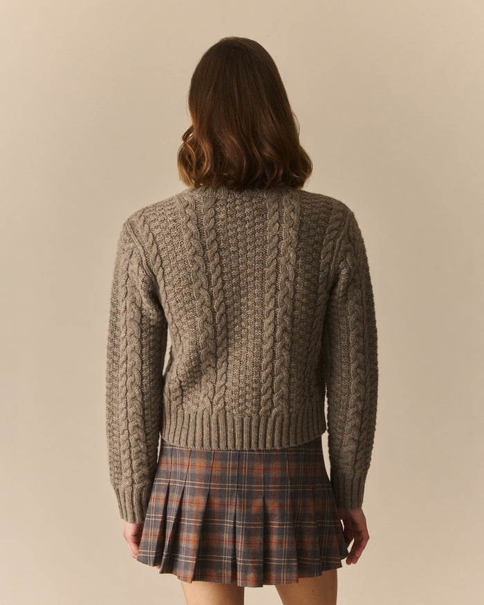Josephine Wool Fisherman Cable Cardigan Beige Beige / XL
