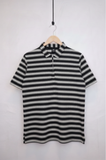 KNITTED STRIPE POLO BLACK & WHITE