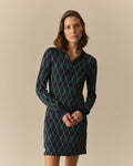 Kris Long Sleeve Argyle Polo Dress Navy Navy / XL