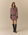 Kris Long Sleeve Striped Polo Dress Red Red / XL