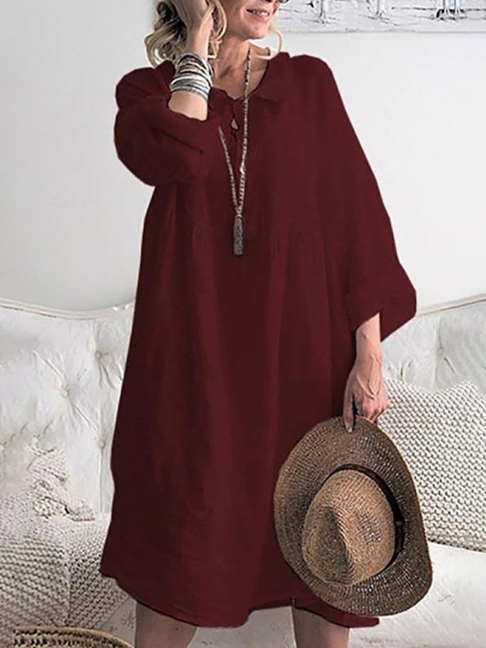 Lapel Long Sleeved Casual Dress