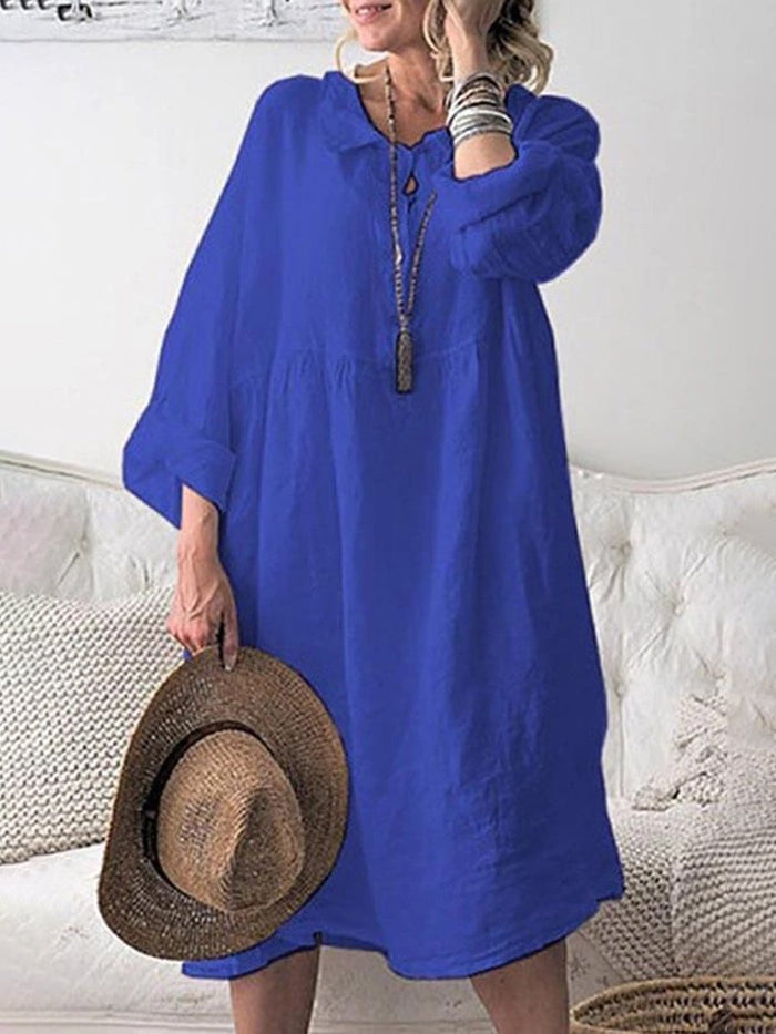 Lapel Long Sleeved Casual Dress
