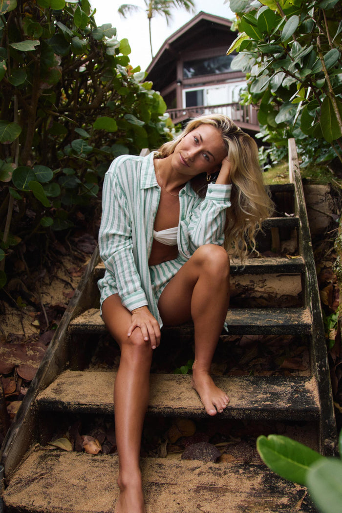 Leni Stripe Relaxed Long Sleeve Top - Green | O'Neill