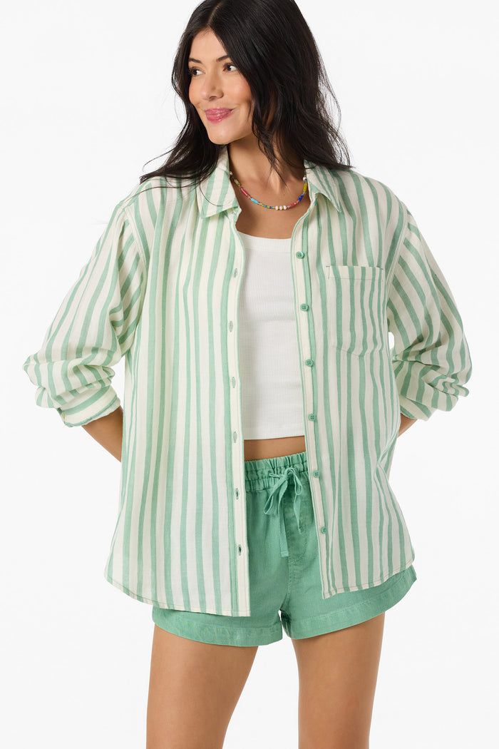 Leni Stripe Relaxed Long Sleeve Top - Green | O'Neill