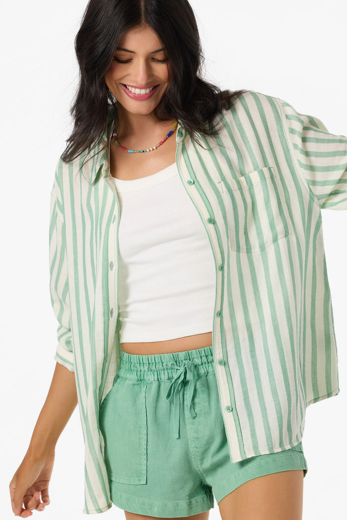 Leni Stripe Relaxed Long Sleeve Top - Green | O'Neill