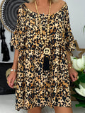 Leopard Swing Holiday Half Sleeve Dresses