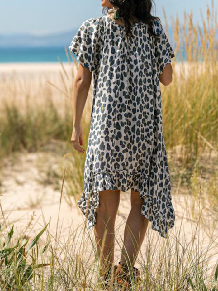 Leopard V-Neck Casual Short Sleeve Dress