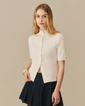 Lightweight Mock Neck Cardigan Cream