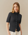 Lightweight Mock Neck Cardigan Navy