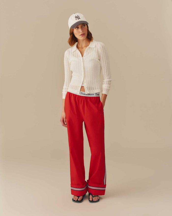 Lightweight Pointelle Cardigan White