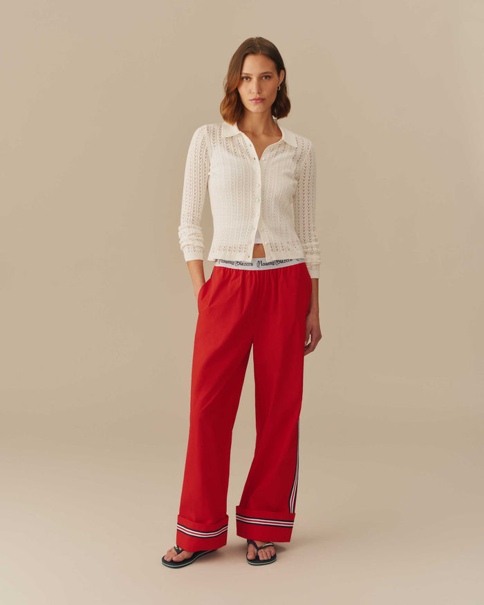 Lightweight Pointelle Cardigan White