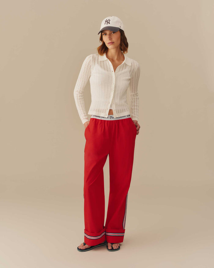 Lightweight Pointelle Cardigan White