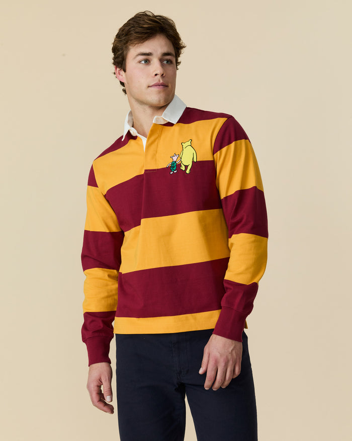Lightweight Stripe Cotton Winnie-the-Pooh Rugby Burgundy
