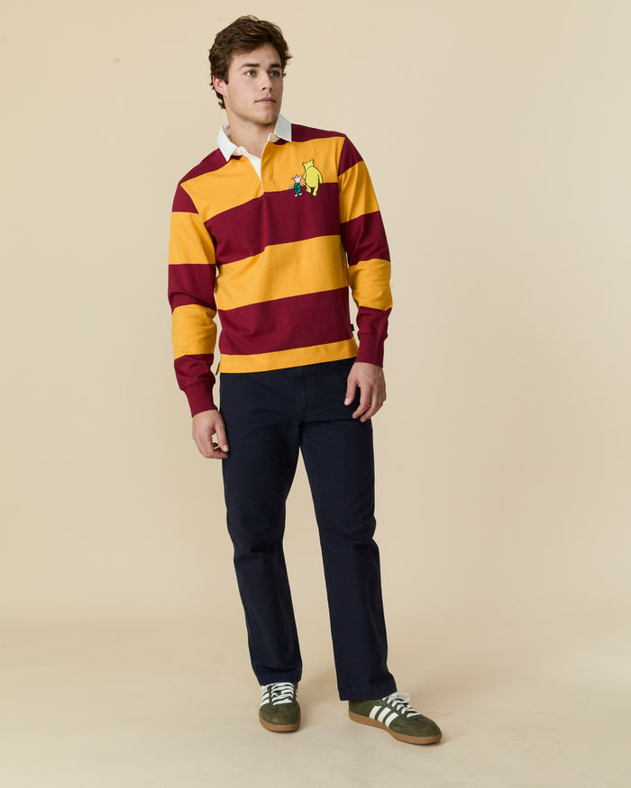 Lightweight Stripe Cotton Winnie-the-Pooh Rugby Burgundy