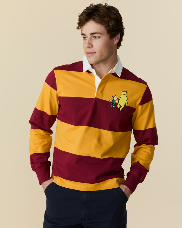 Lightweight Stripe Cotton Winnie-the-Pooh Rugby Burgundy