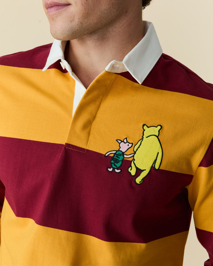 Lightweight Stripe Cotton Winnie-the-Pooh Rugby Burgundy