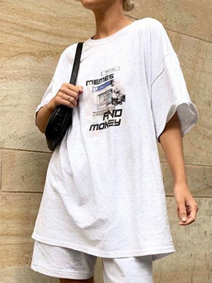 Loose Casual Letter Printed T-shirt