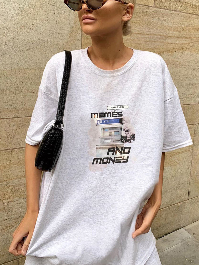 Loose Casual Letter Printed T-shirt