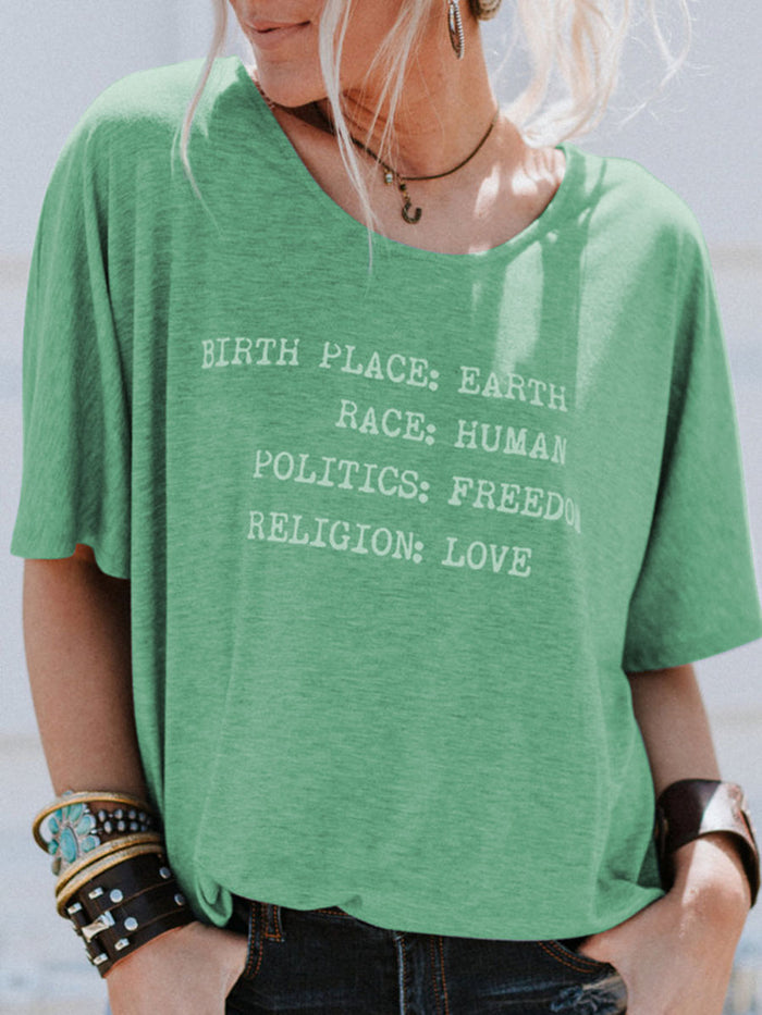 Loose Round Neck Short Sleeve T-Shirts Casual Tops