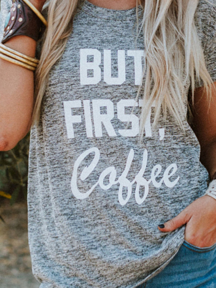 Loose Short Sleeve Round Neck Print Tops