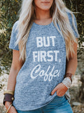 Loose Short Sleeve Round Neck Print Tops