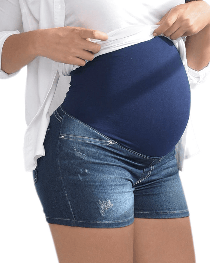 Lowla Maternity Denim Shorts with Baby Bum Elastic Band Support