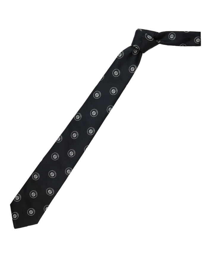 Black tie with magic 8 ball pattern