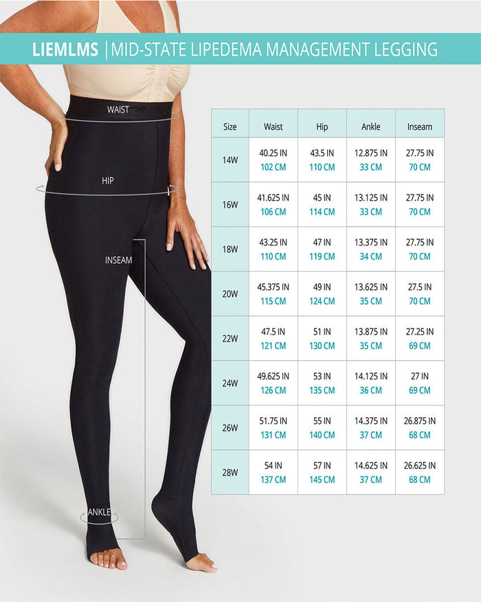 Marena Lipedema Mid-state Everyday Management Unisex Legging With Flexfit Comfort Ankle™ | 15-20 Mmhg | Style No. Liemlms