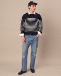 Mariner Stripe Cable Knit Sweater Navy/White Stripe