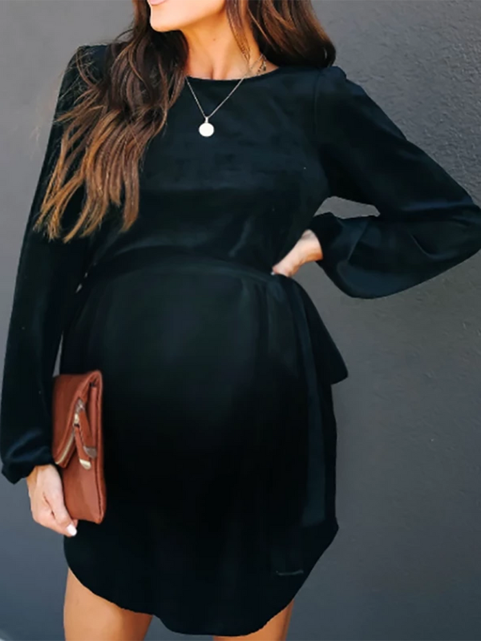 Maternity Fashionable Round Neck Casual Loose Dress