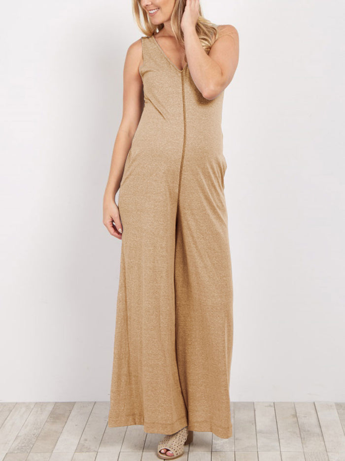 Maternity V-neck Vest Wide-leg Jumpsuit
