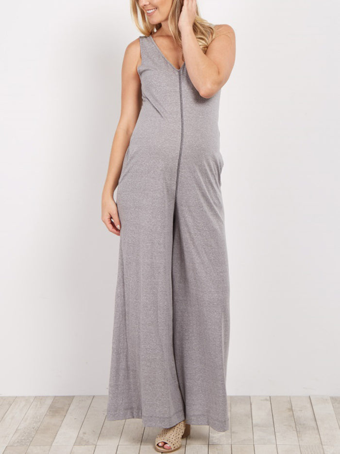 Maternity V-neck Vest Wide-leg Jumpsuit
