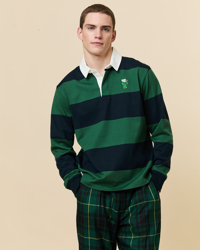 Men's Babar Cotton Rugby Navy Hunter Block Stripe