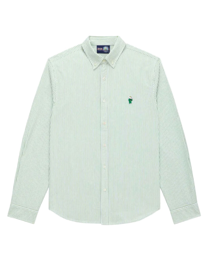Men's Babar Long Sleeve Classic Fit Striped Oxford Shirt Green / White University Stripe