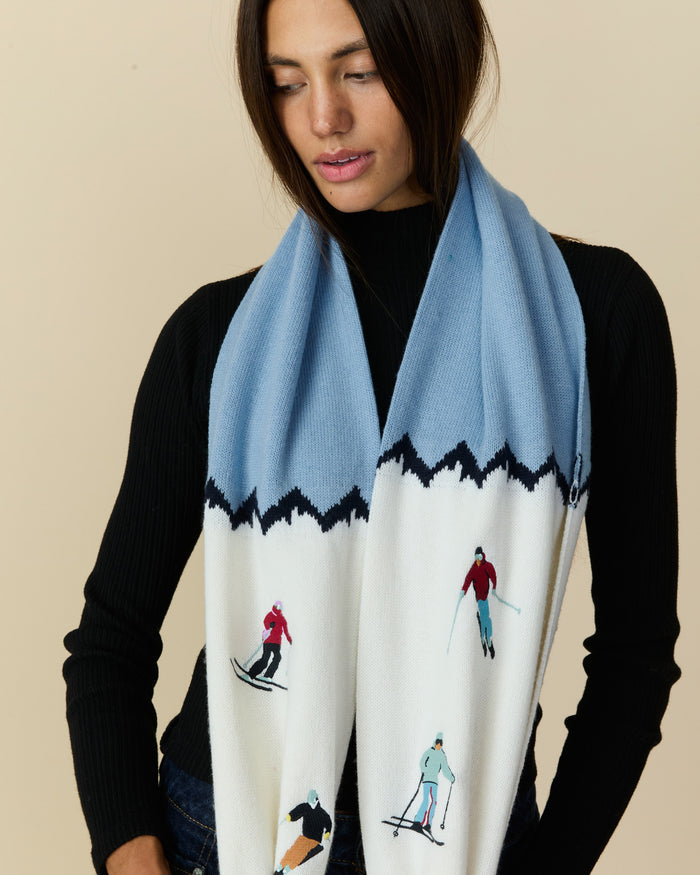 Men's Cashmere Apres Ski Scarf Blue Multi