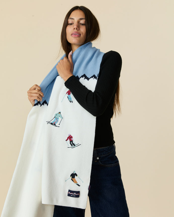 Men's Cashmere Apres Ski Scarf Blue Multi