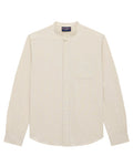 Men's Casual Linen Band Collar Shirt Cream