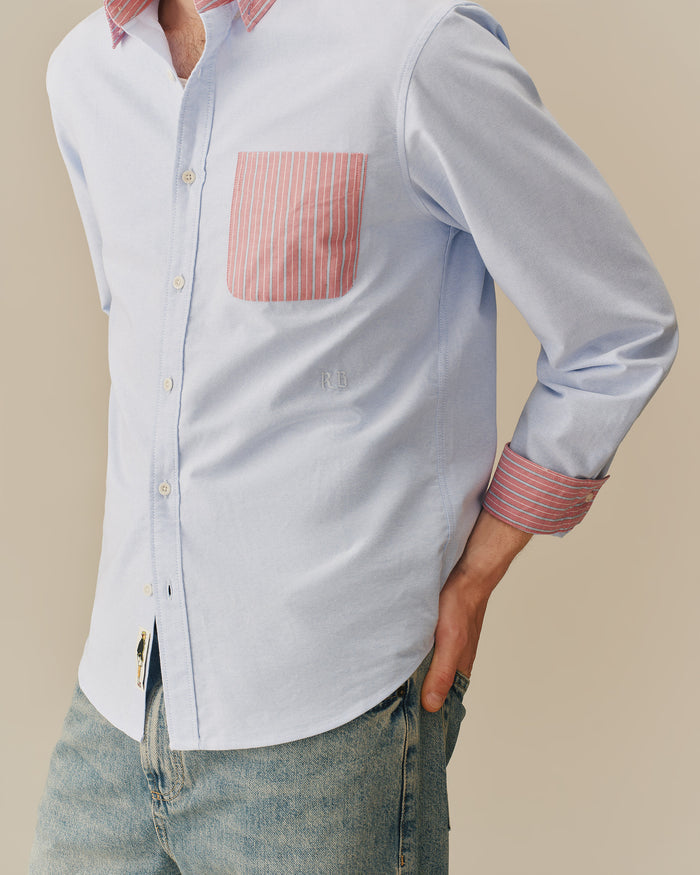 Men’s Color Block Stripe Oxford Shirt Blue Blue / XS