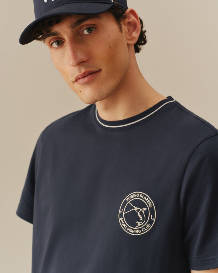 Men's Cotton Fishing Club Tee Navy