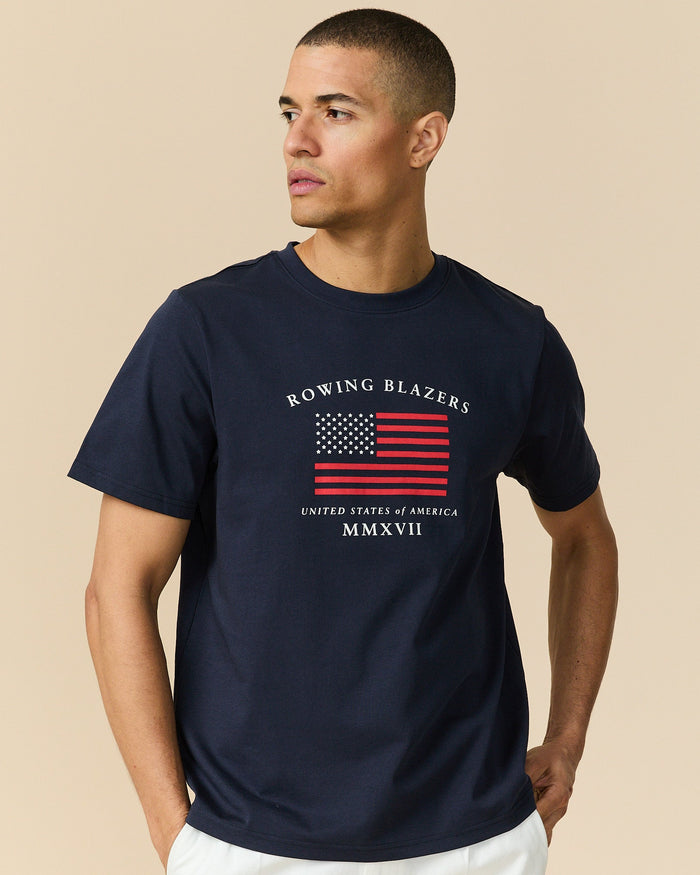 Men's Cotton Flag T-Shirt Navy