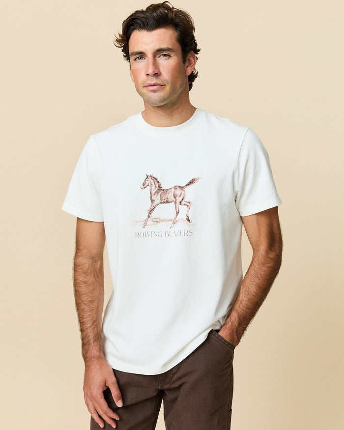 Men's Cotton Horse Tee Cream