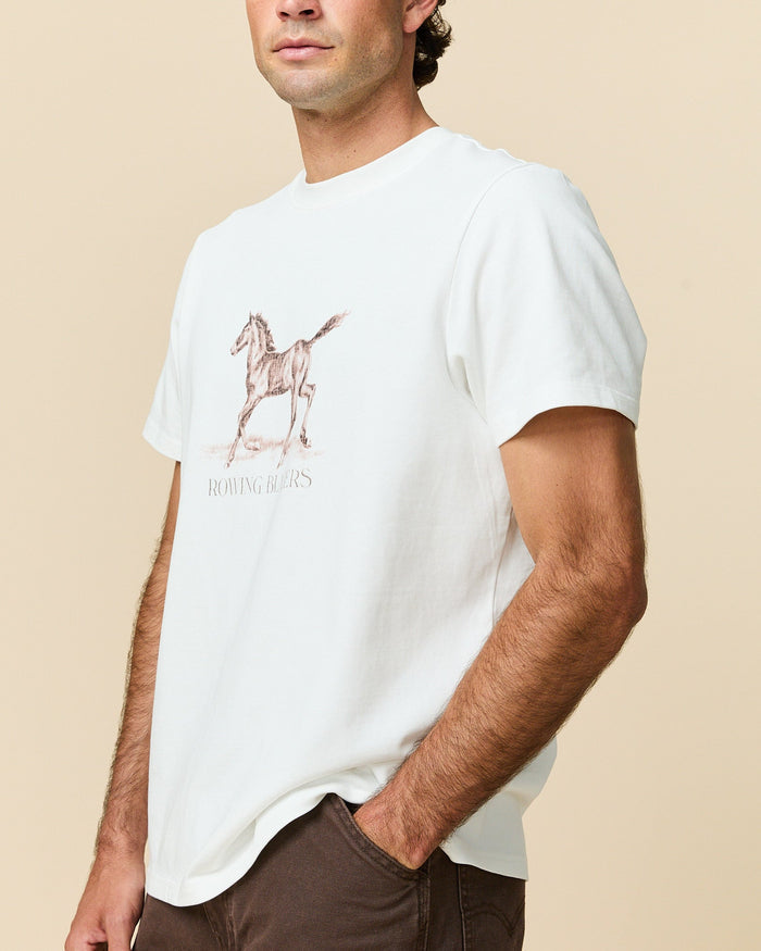 Men's Cotton Horse Tee Cream