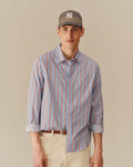 Men's Cotton Running Stripe Shirt Blue